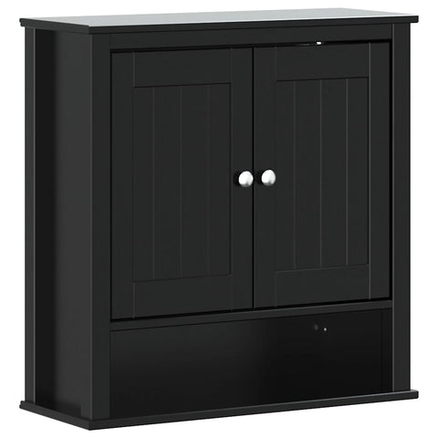vidaXL Bathroom Wall Cabinet BERG Black 69.5x27x71.5 cm Solid Wood