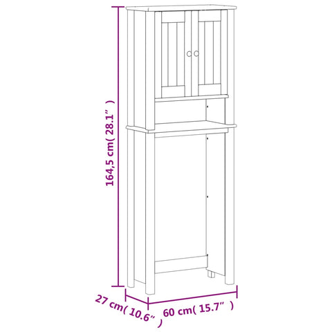 vidaXL Over-the-Toilet Storage BERG White 60x27x164.5 cm Solid Wood