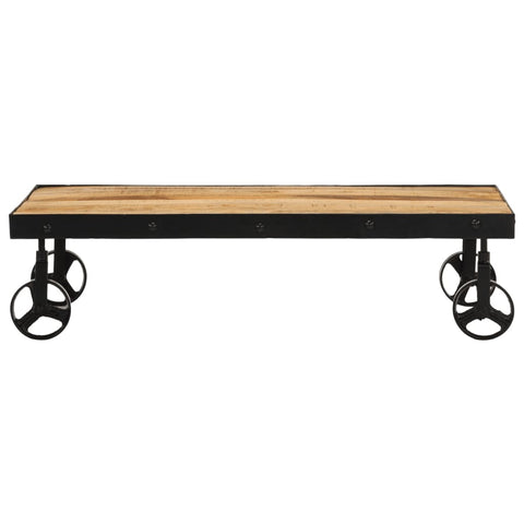 vidaXL Coffee Table with Wheels Solid Mango Wood 100x55x26 cm