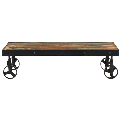 vidaXL Coffee Table with Wheels Solid Reclaimed Wood 100x55x26 cm