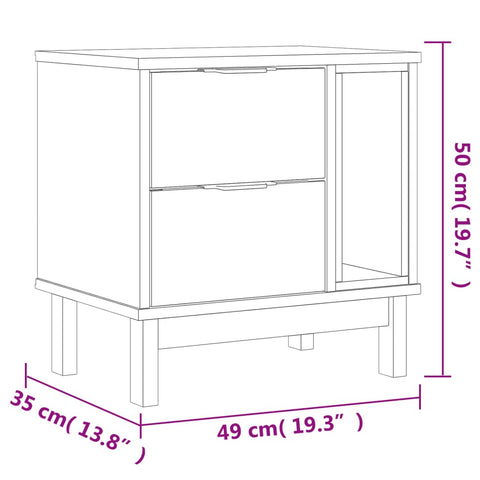vidaXL Bedside Cabinet "FLAM" 49x35x50 cm Solid Wood Pine