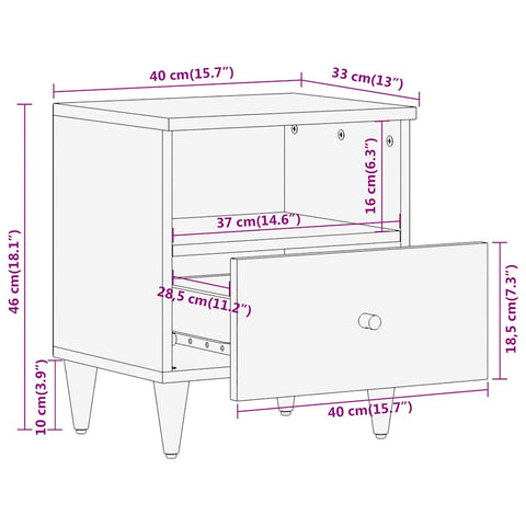 vidaXL Bedside Cabinets 2 pcs 40x33x46 cm Solid Wood Mango
