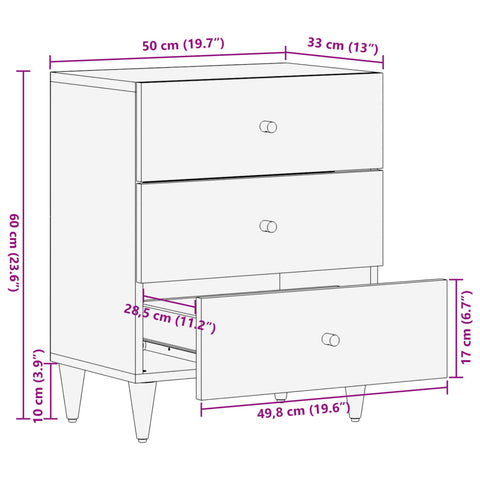 vidaXL Bedside Cabinet 50x33x60 cm Solid Wood Mango
