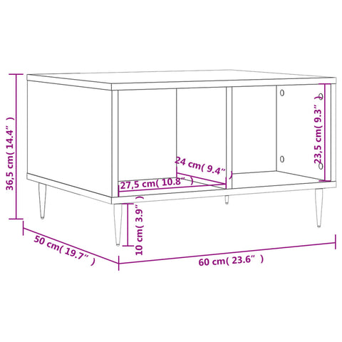vidaXL Coffee Table Smoked Oak 60x50x36.5 cm Engineered Wood