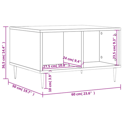 vidaXL Coffee Table Brown Oak 60x50x36.5 cm Engineered Wood