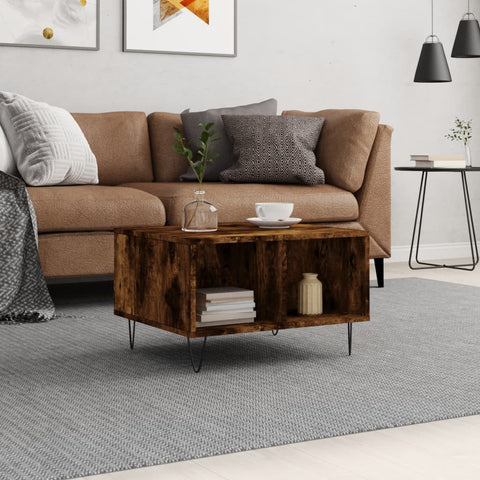 vidaXL Coffee Table Smoked Oak 60x50x36.5 cm Engineered Wood