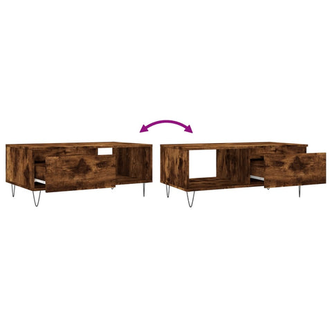 vidaXL Coffee Table Smoked Oak 90x50x36.5 cm Engineered Wood