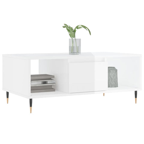 vidaXL Coffee Table High Gloss White 90x50x36.5 cm Engineered Wood