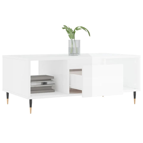 vidaXL Coffee Table High Gloss White 90x50x36.5 cm Engineered Wood