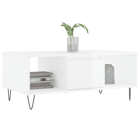 vidaXL Coffee Table High Gloss White 90x50x36.5 cm Engineered Wood