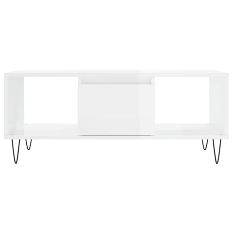 vidaXL Coffee Table High Gloss White 90x50x36.5 cm Engineered Wood