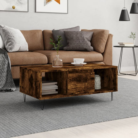 vidaXL Coffee Table Smoked Oak 90x50x36.5 cm Engineered Wood