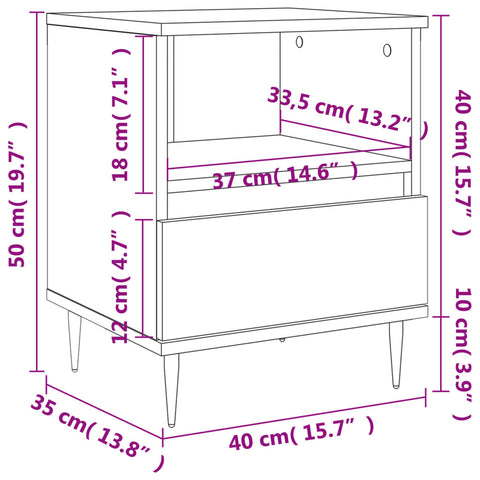 vidaXL Bedside Cabinet Sonoma Oak 40x35x50 cm Engineered Wood