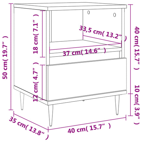 vidaXL Bedside Cabinet Concrete Grey 40x35x50 cm Engineered Wood