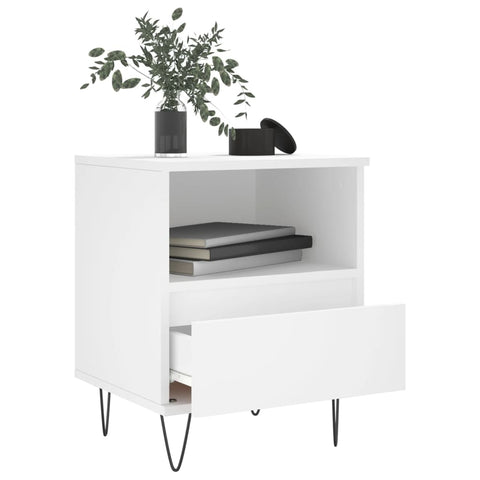 vidaXL Bedside Cabinet White 40x35x50 cm Engineered Wood
