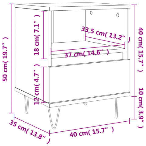 vidaXL Bedside Cabinet White 40x35x50 cm Engineered Wood