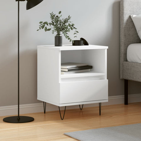 vidaXL Bedside Cabinet White 40x35x50 cm Engineered Wood