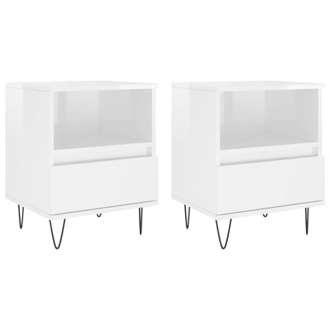vidaXL Bedside Cabinets 2 pcs High Gloss White 40x35x50 cm Engineered Wood