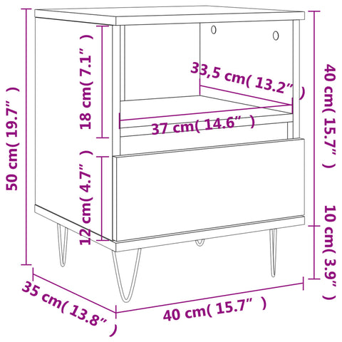 vidaXL Bedside Cabinet Concrete Grey 40x35x50 cm Engineered Wood