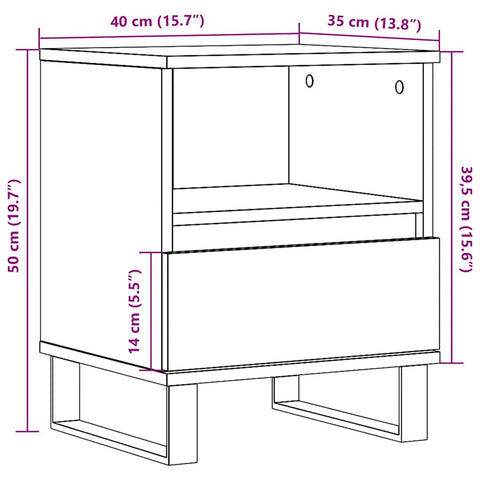 vidaXL Bedside Cabinet High Gloss White 40x35x50 cm Engineered Wood