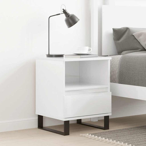 vidaXL Bedside Cabinet High Gloss White 40x35x50 cm Engineered Wood