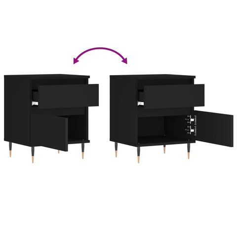 vidaXL Bedside Cabinets 2 pcs Black 40x35x50 cm Engineered Wood