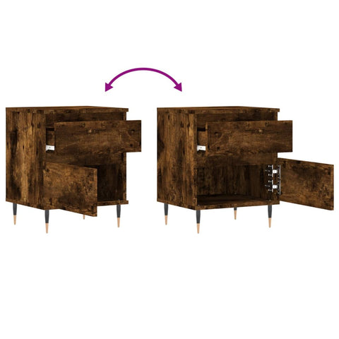 vidaXL Bedside Cabinet Smoked Oak 40x35x50 cm Engineered Wood