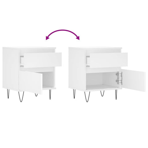vidaXL Bedside Cabinets 2 pcs White 40x35x50 cm Engineered Wood