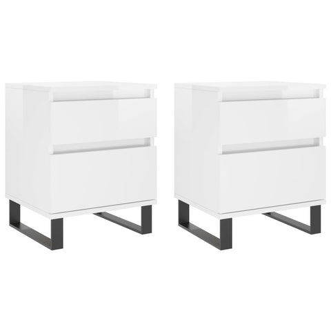 vidaXL Bedside Cabinets 2 pcs High Gloss White 40x35x50 cm Engineered Wood