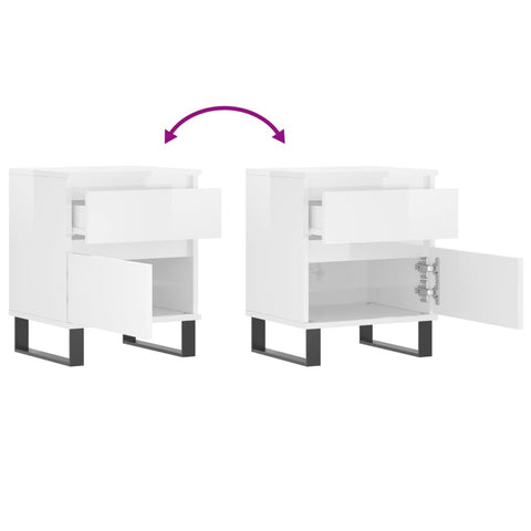 vidaXL Bedside Cabinets 2 pcs High Gloss White 40x35x50 cm Engineered Wood