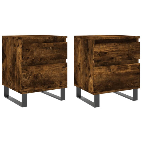 vidaXL Bedside Cabinets 2 pcs Smoked Oak 40x35x50 cm Engineered Wood