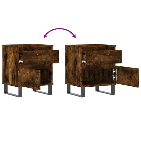 vidaXL Bedside Cabinets 2 pcs Smoked Oak 40x35x50 cm Engineered Wood