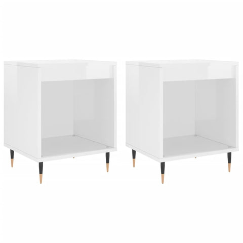 vidaXL Bedside Cabinets 2 pcs High Gloss White 40x35x50 cm Engineered Wood