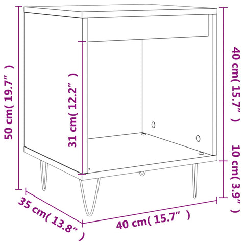vidaXL Bedside Cabinet Brown Oak 40x35x50 cm Engineered Wood