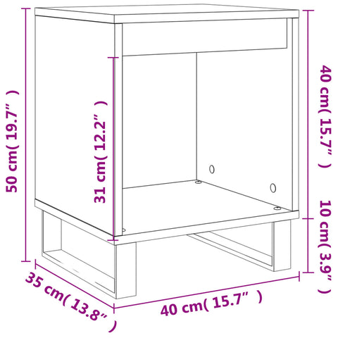 vidaXL Bedside Cabinet White 40x35x50 cm Engineered Wood