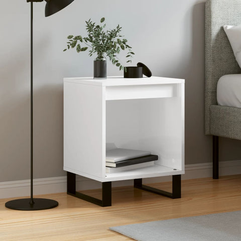 vidaXL Bedside Cabinet High Gloss White 40x35x50 cm Engineered Wood