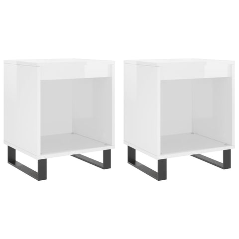 vidaXL Bedside Cabinets 2 pcs High Gloss White 40x35x50 cm Engineered Wood