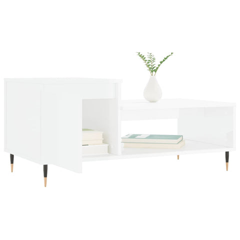 vidaXL Coffee Table High Gloss White 100x50x45 cm Engineered Wood