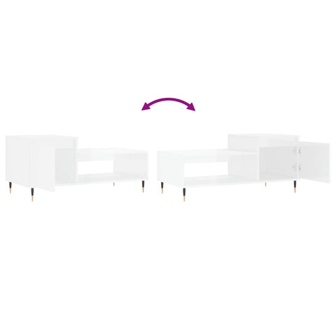 vidaXL Coffee Table High Gloss White 100x50x45 cm Engineered Wood