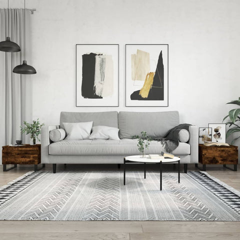 vidaXL Coffee Tables 2 pcs Smoked Oak 50x46x35 cm Engineered Wood