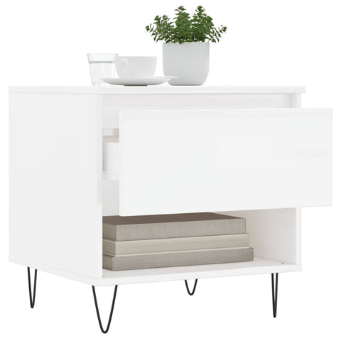 vidaXL Coffee Tables 2 pcs High Gloss White 50x46x50 cm Engineered Wood