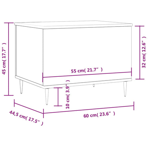vidaXL Coffee Table Black 60x44.5x45 cm Engineered Wood