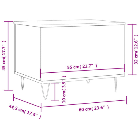 vidaXL Coffee Table Sonoma Oak 60x44.5x45 cm Engineered Wood