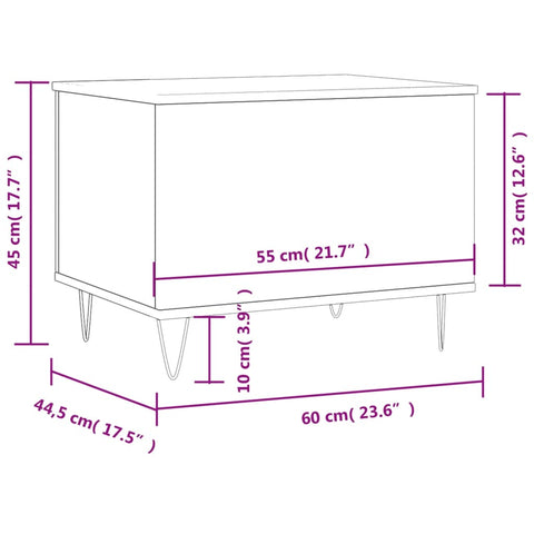 vidaXL Coffee Table Brown Oak 60x44.5x45 cm Engineered Wood