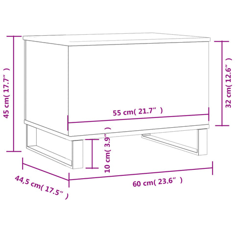vidaXL Coffee Table Smoked Oak 60x44.5x45 cm Engineered Wood