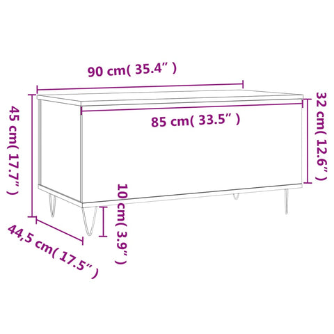 vidaXL Coffee Table Sonoma Oak 90x44.5x45 cm Engineered Wood
