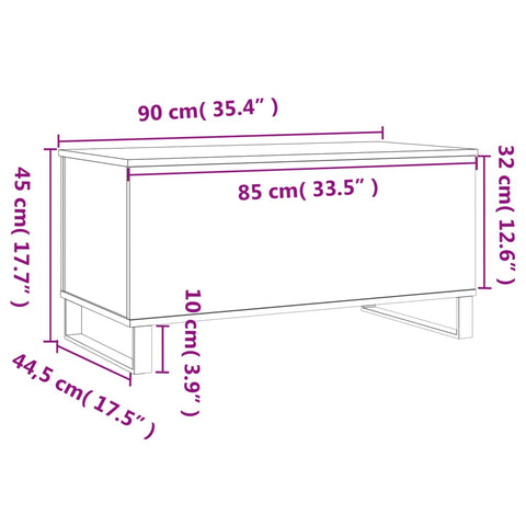 vidaXL Coffee Table Brown Oak 90x44.5x45 cm Engineered Wood