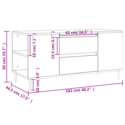 vidaXL Coffee Table Grey Sonoma 102x44.5x50 cm Engineered Wood