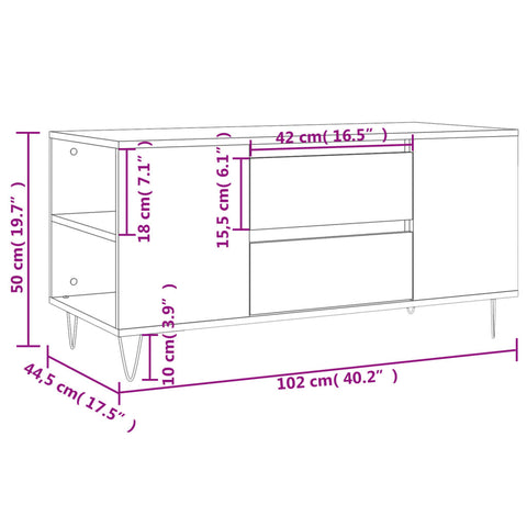 vidaXL Coffee Table Black 102x44.5x50 cm Engineered Wood