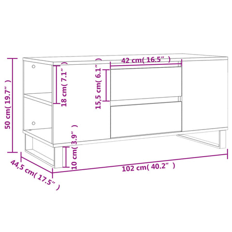 vidaXL Coffee Table Concrete Grey 102x44.5x50 cm Engineered Wood